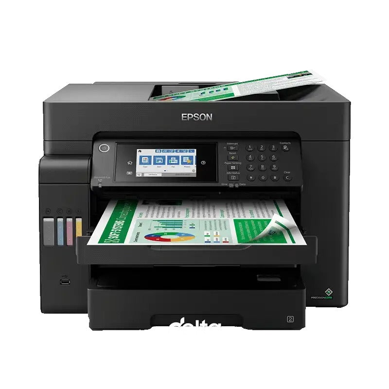 Epson - Ecotank L15150, A3+ Colour 4-in-1,usb, Wifi, Wi-fi Direct & Ethernet Printer with Lcd Screen Print Resolution: 4800 X 1200 Dpi Print Speed Iso: 25 Pages/min Mono, 12 Pages/min Colour Duplex: Automatic Paper Tray Capacity: 2 X 250 Sheets Warrant