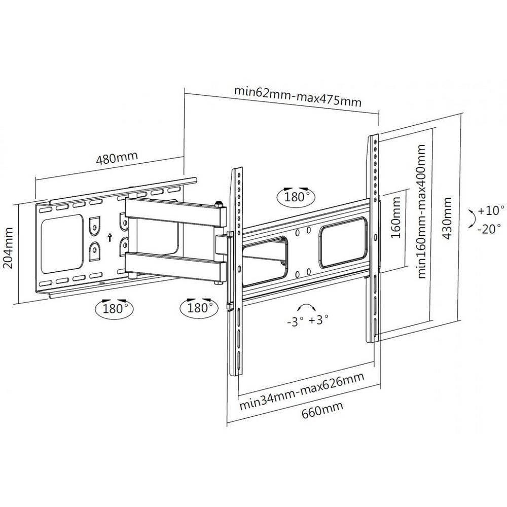 EQUIP BRACK, TV 37"-70" ARTICULATING WAL - Guards On Duty Shop
