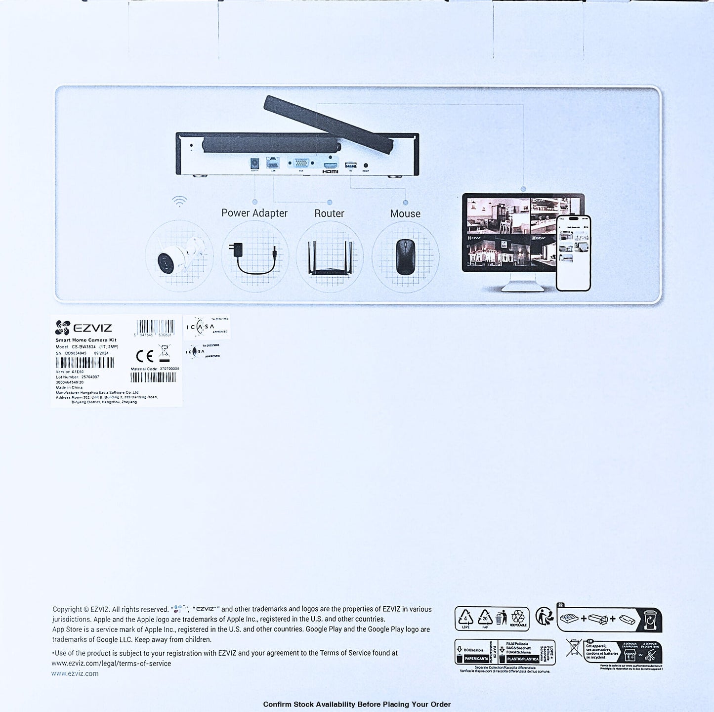 EZVIZ Smart Home 8ch NVR/ 4 Camera 2K Kit (1TB HDD Included)