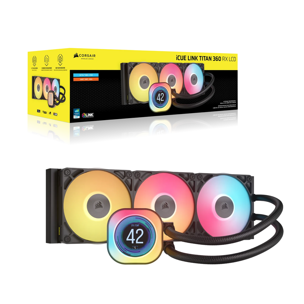 Corsair iCUE LINK TITAN 240 RX LCD Liquid CPU Cooler – RX120 RGB Fans – Fits Intel® LGA 1851/1700; AMD® AM5/AM4.
