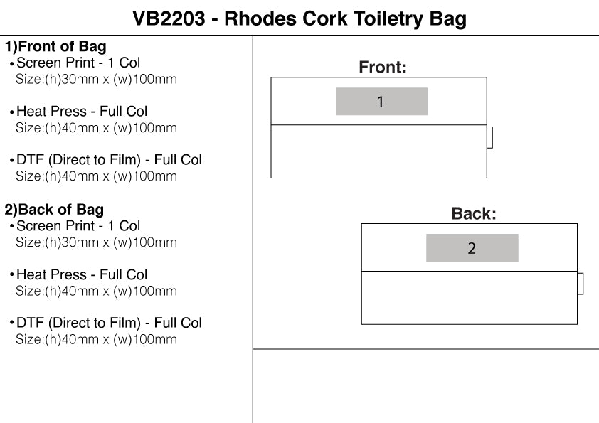Rhodes Cork Toiletry Bag - branding