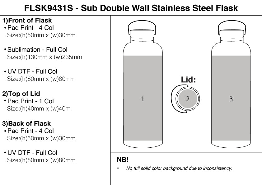 Sub Double Wall Stainless Steel Flask