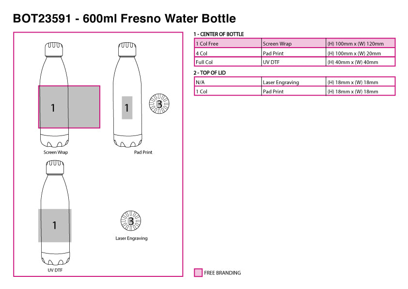600ml Fresno Water Bottle