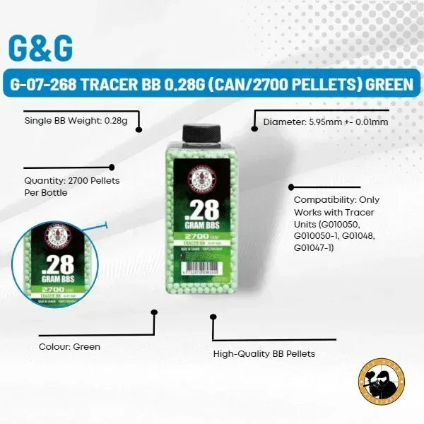 G-07-268TRACER BB 0.28G (CAN/2700 PELLETS) GREEN Guards On Duty Security