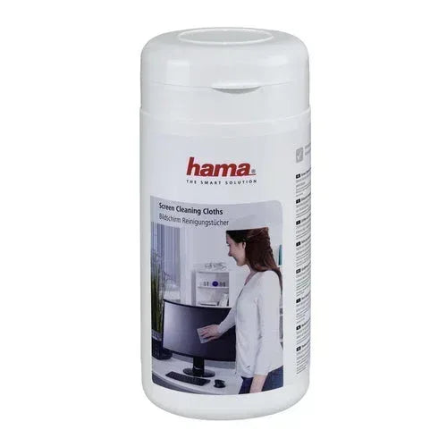 HAMA SCREEN CLEANING CLOTHS V2, 100 PCS, IN DISPENSER TUB-SUITABLE FOR OTHER SURFACES SUCH AS TABLETS, SMARTPHONES AND ULTRABOOKS Guards On Duty Security