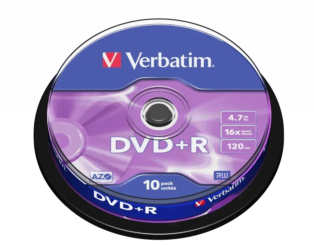 VERBATIM 4.7GB DVD+R (16X) MATT SILVER SPINDLE (10 PACK) - Guards On Duty Shop & Security Guards