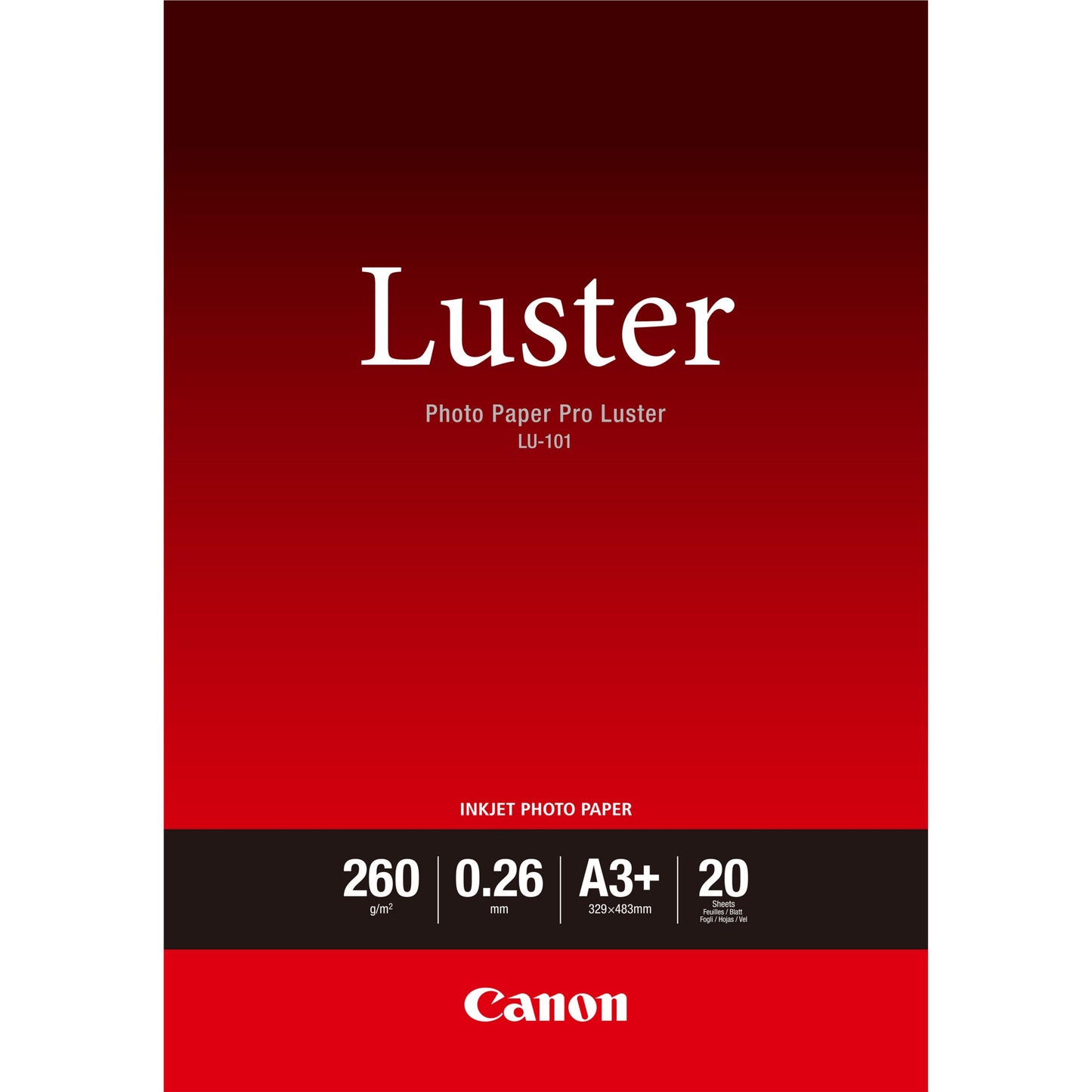 CANON LU-101 - PRO LUSTER LU-101 A3+ - 20 SHEETS PRO LUSTER A3+ - 20 SHEETS. 260GSM, 0.26MM THICK - Guards On Duty Shop