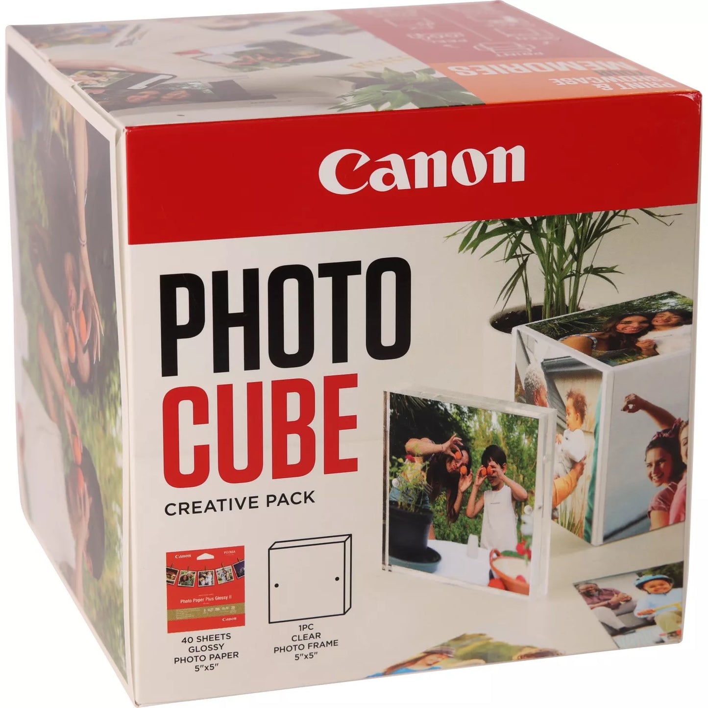 CANON PHOTO CUBE PAPER PP-201 5X5 PHOTO CUBE CP WH/ORANGEINCLUDES 1 X ACRYLIC PHOTO FRAME (5X5) + 1 X PP-201 (5X5) 40 SHEETS - Guards On Duty Shop