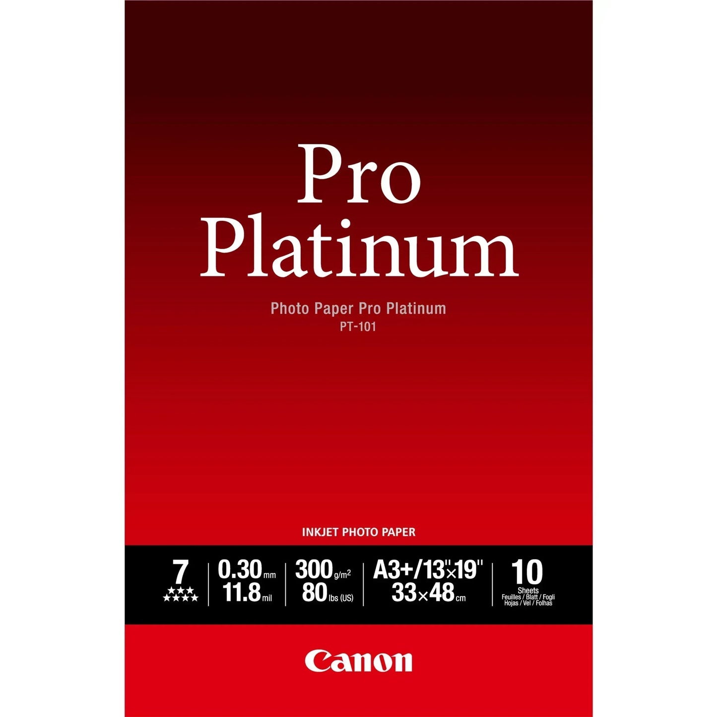 CANON PT-101 - PRO PLATINUM PT-101 A3+ - 10 SHEETSPRO PLATINUM A3+ - 10 SHEETS. 300 GSM, 0.30MM THICK - Guards On Duty Shop & Security Guards