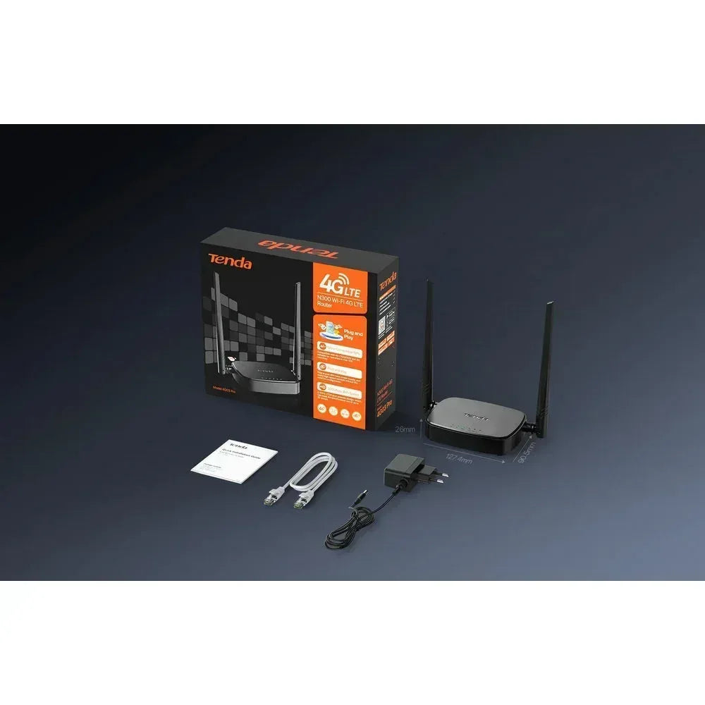 Tenda 4G Wi-Fi Router 300Mbps with Sim Card Slot 32 Users Any Network Guards On Duty Security