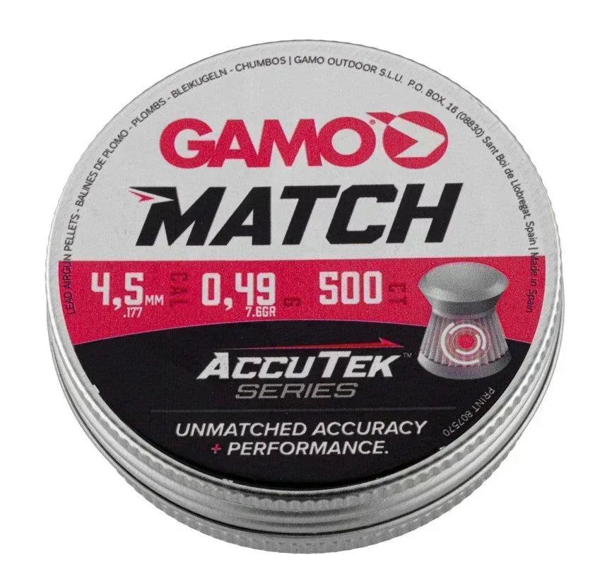 GAMO PELLETS MATCH 4.5 ACCUTEK(500) Bulk Buy X 10 Tins - Guards On Duty Shop & Security Guards