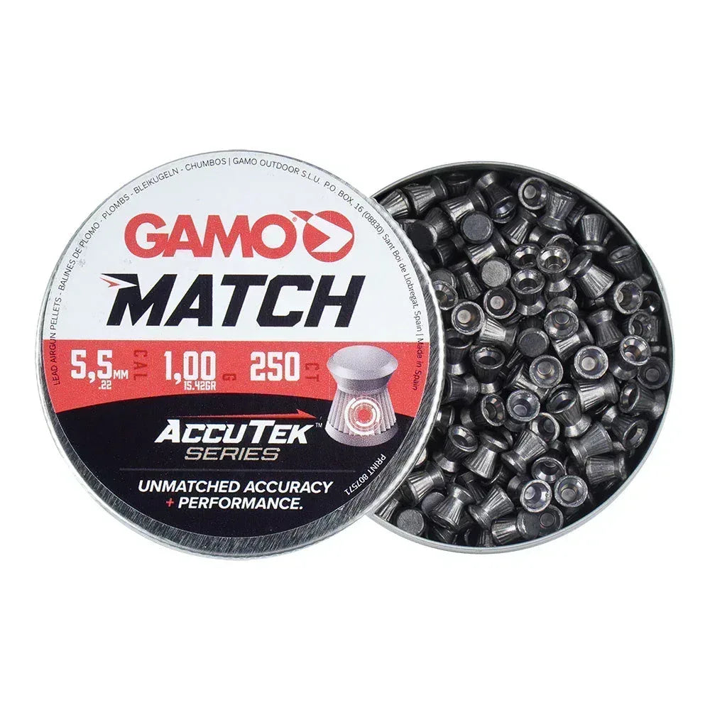 Diabolo Pellets AccuTek Match Caliber 5.5 mm 250 pieces Bulk Buy X 10 Tins - Guards On Duty Shop & Security Guards