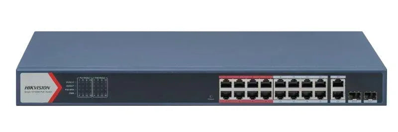 Hikvision 16 Port Fast Ethernet Smart POE Switch Guards On Duty Security