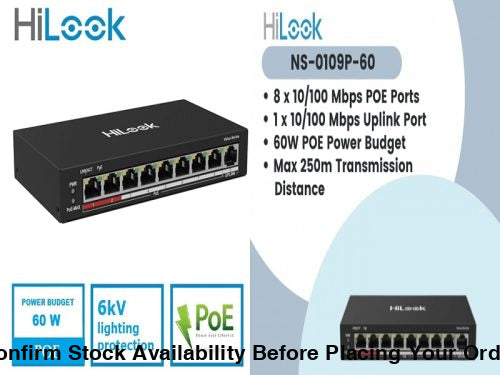 HiLook 8 port poe switch 100Mbps PoE Switch