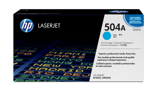 HP 504A CP3525/CM3530 MFP CYAN PRINT TONER CARTRIDGE PRINTS APPROXIMATELY 7 000 PGS USING ISO/IEC 19798 YIELD STANDARD - Guards On Duty Shop