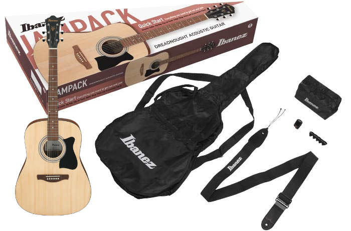 IBANEZ ACOUSTIC GUITAR.ACCESSORIES INCLUDE GIG BAG. TUNER. STRAP. PICKS (V50NJP-OPN)