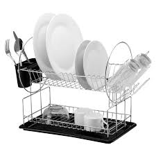 CASA Catania 201 2-Tier Chrome-Plated Dish Drainer Black - Guards On Duty Shop & Security Guards