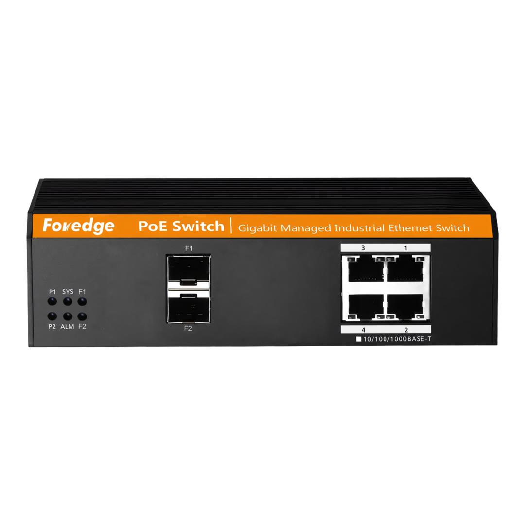 Foredge 6-port L2 PoE Gigabit 4xRJ45 2xSFP Managed Industrial Switch IS104GPS-2F
