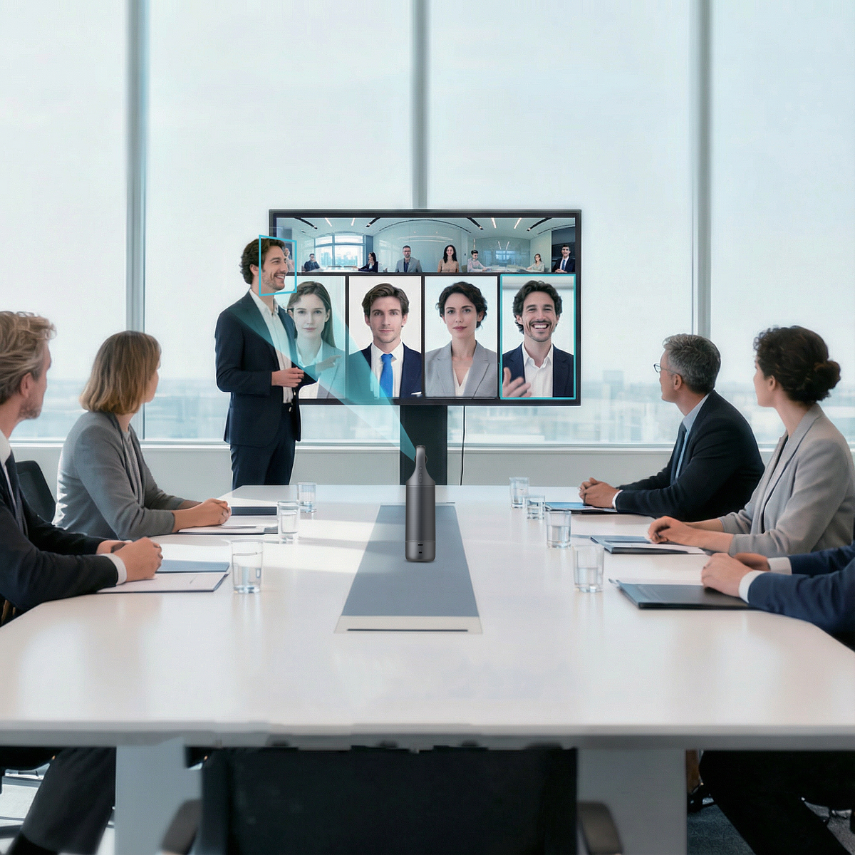 Kandao Meeting Pro 2 in meeting room setup — 360° AI conferencing in action