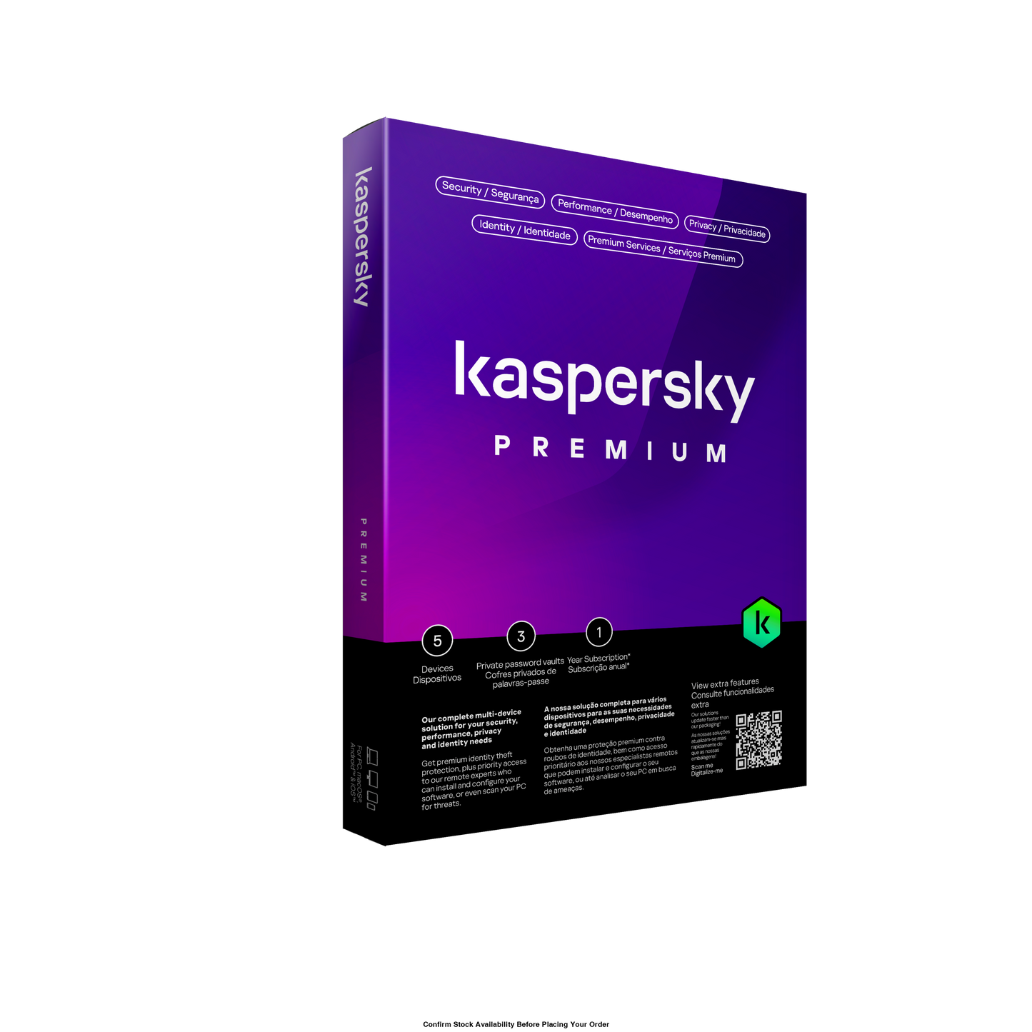 KASPERSKY PREMIUM - 5 DEVICES - 1 YEAR - PAP DVD - NO CD - Guards On Duty Shop