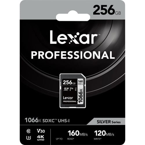 Lexar 256GB Professional 1066x UHS-I SDXC Memory Card (160MB/s, Silver Series)