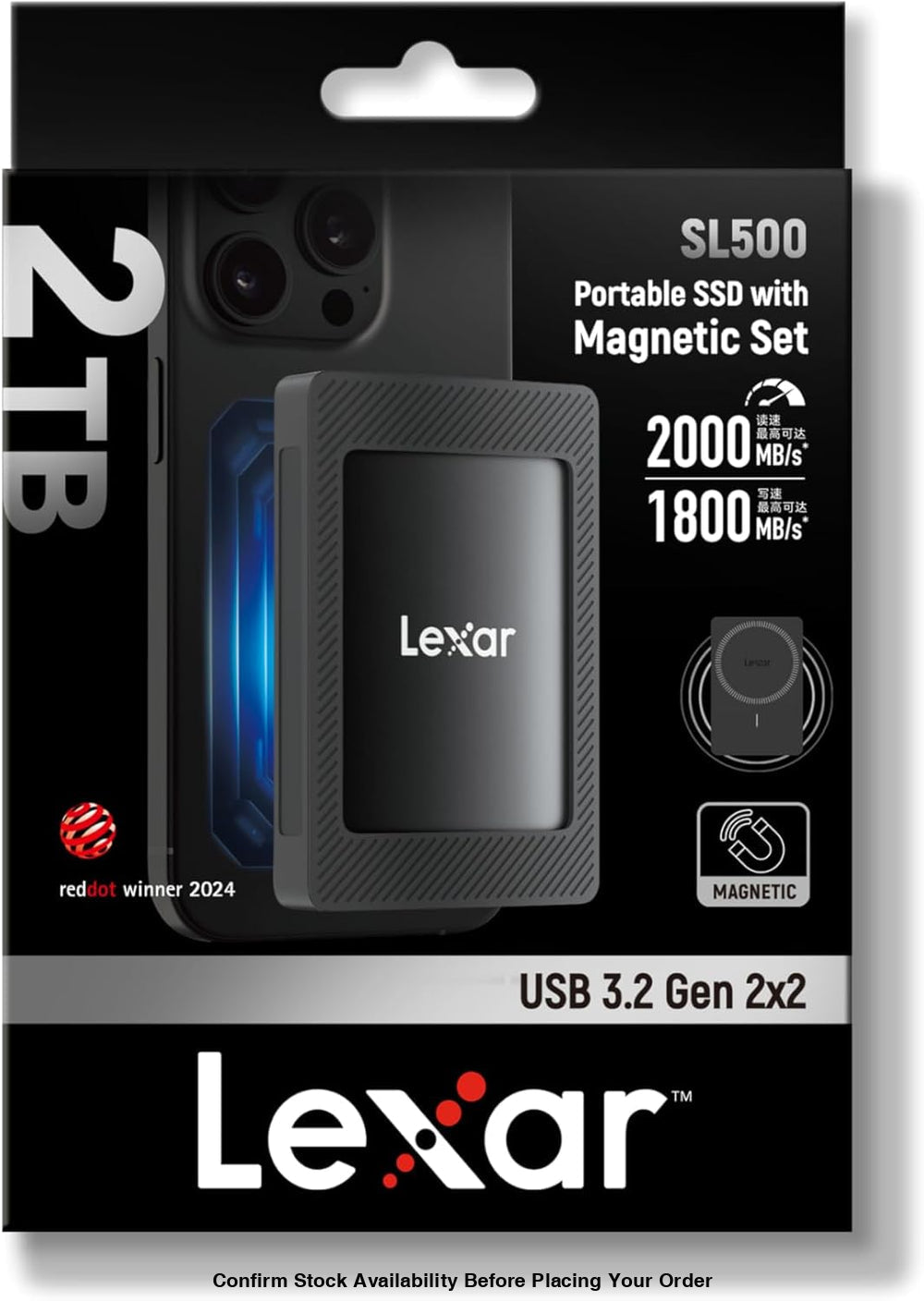 Lexar 2TB SL500 USB3.2 Gen 2x2 Portable SSD with Magnetic Set