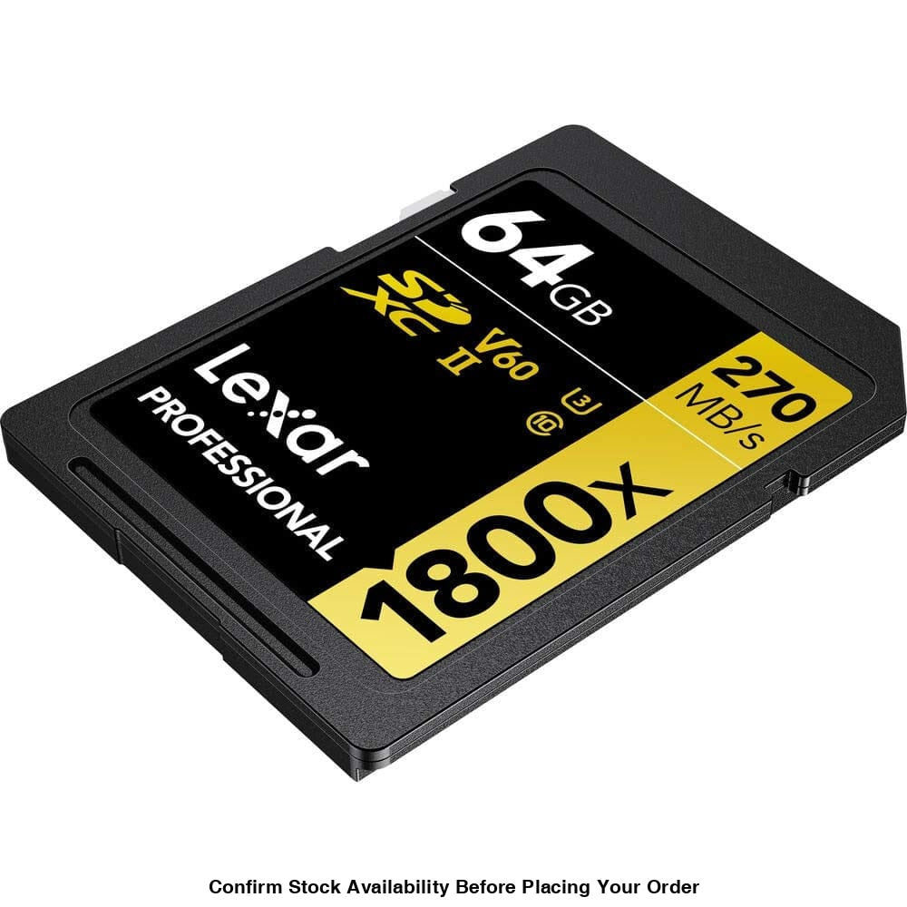Lexar 64GB Professional 1800x UHS-II SDXC Memory Card (2 Pack)