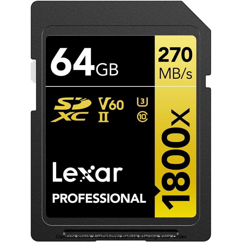 Lexar 64GB Professional 1800x UHS-II SDXC Memory Card (2 Pack)