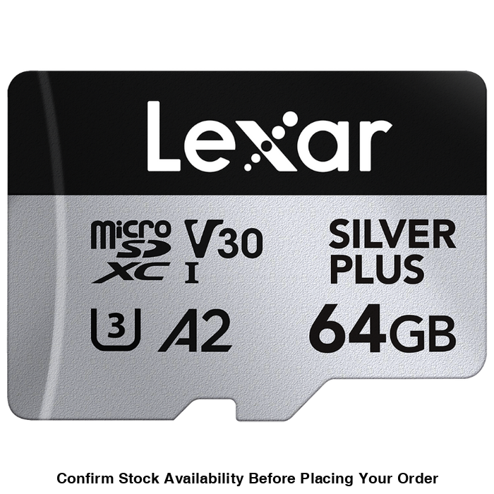 Lexar 64GB Professional SILVER PLUS UHS-I microSDXC Memory Card + SD Adapter