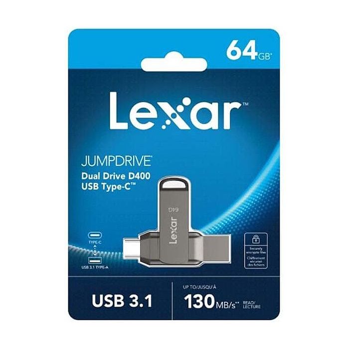 Lexar Jumpdrive D400 Flash Drive - 64GB, Usb 3.1, Type-C