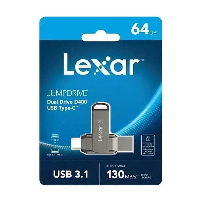 Lexar Jumpdrive D400 Flash Drive - 64GB, Usb 3.1, Type-C Guards On Duty Security