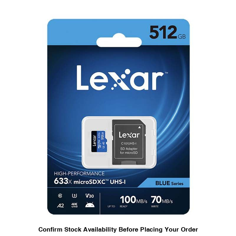 Lexar SD Micro High Speed 633x 512GB + SD Adapter - Blue