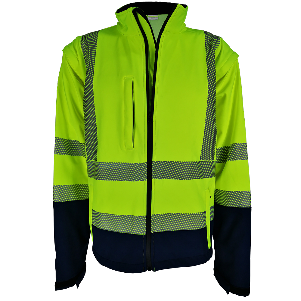 Pinnacle 2-Tone Softshell Jacket Zip-Off Sleeve Lime/Navy