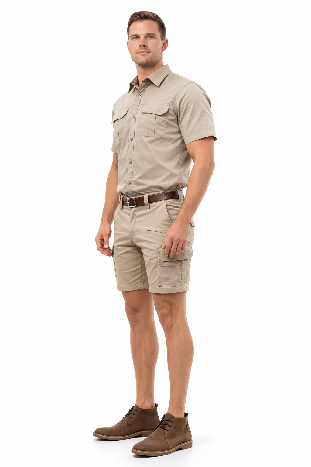 Button Up Stretch Cotton Bush Shirts L/S