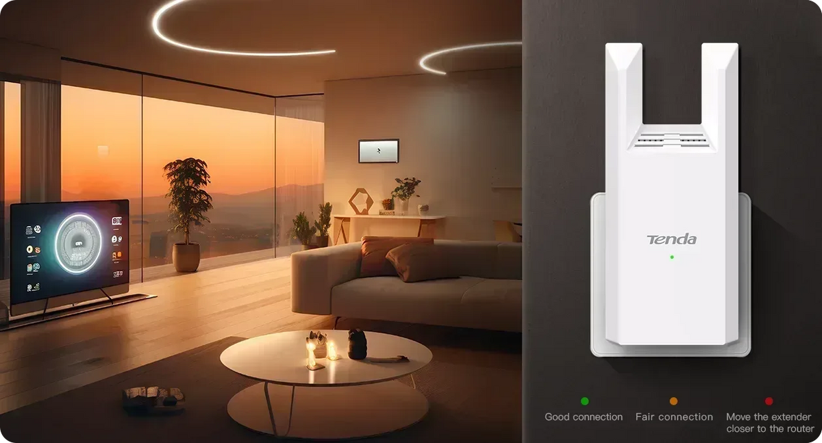 Tenda A18 Pro AC1200 Dual-Band Wi-Fi Range Extender Guards On Duty Security