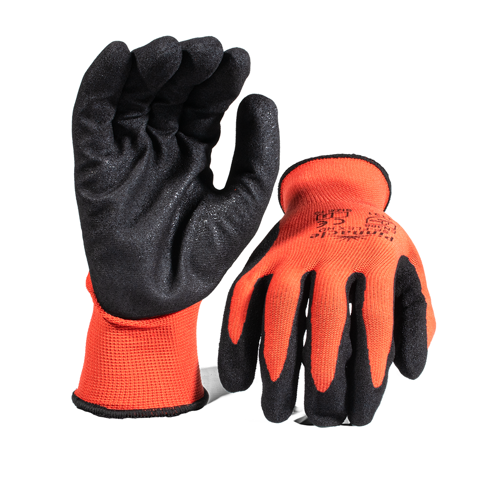 Pinnacle SP-FLEX Hd 13g Red Nylon Shell, Black Nitrile, Sandy Palm Coat Glove (13-100301)
