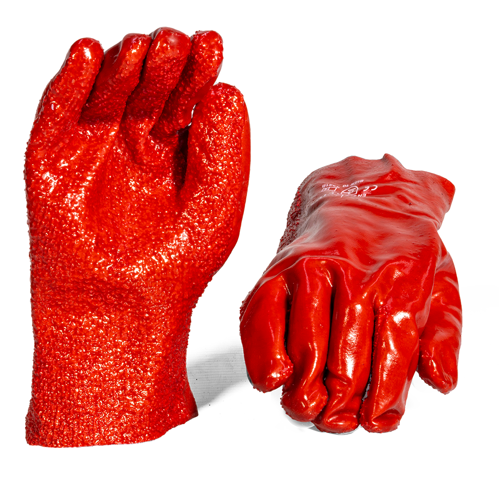 Pinnacle PVC Red Rough Palm Heavy Duty Glove, Open Cuff 27cm (13-1003232)