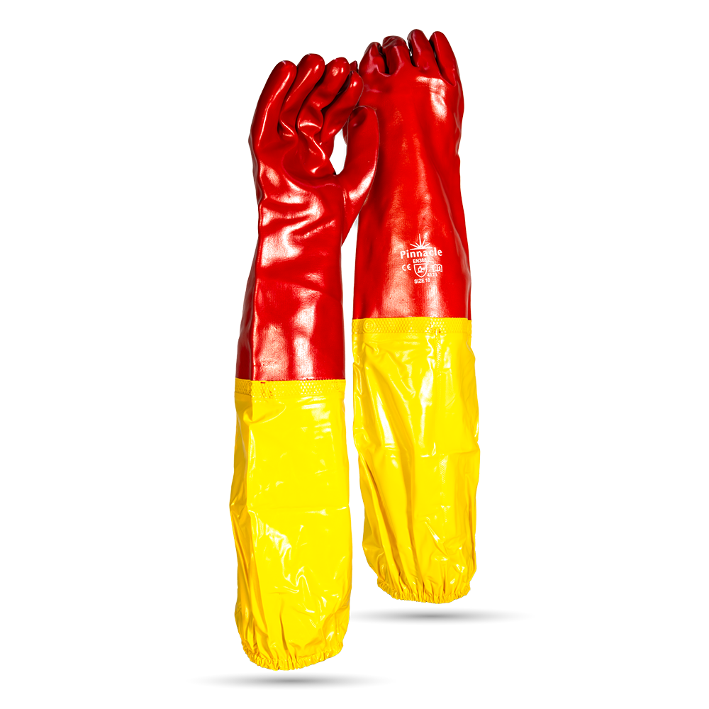Pinnacle PVC Red Smooth Shoulder Glove (yellow Elasticated Attachment) (13-1003234)