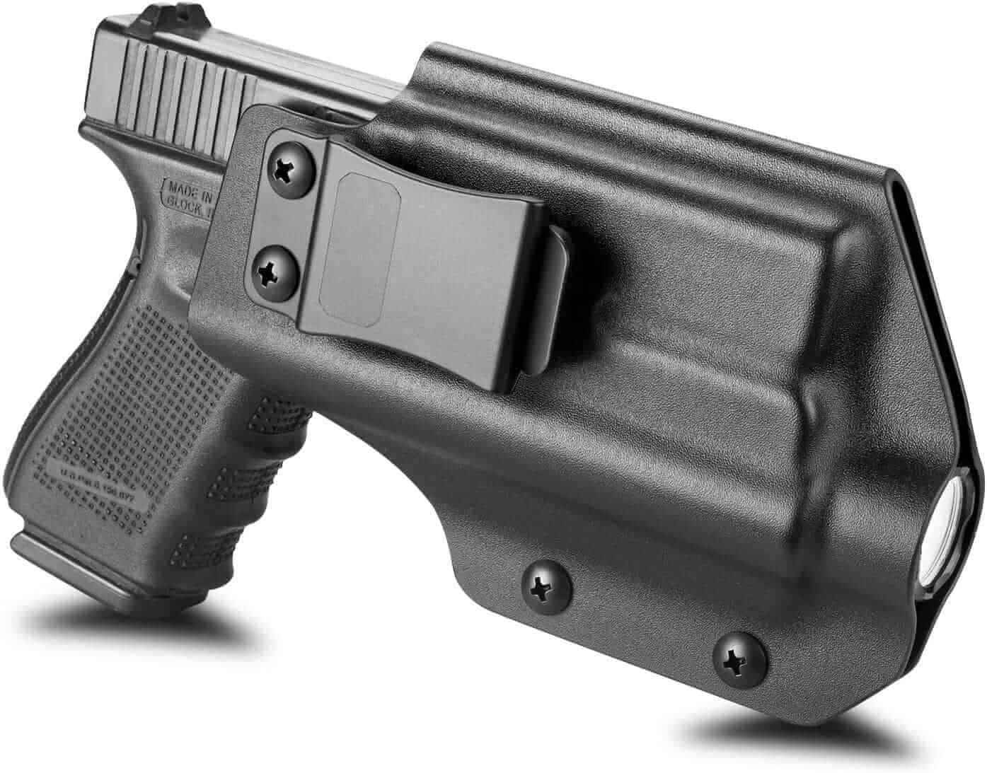 R&F Holster RF-KIG19OPLM2 - Glock 19 IWB Kydex w/ Olight PL-Mini 2 Valkyrie Cut, Black (RNS46142)