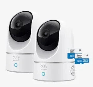 Eufy Indoor Cam 2K Twin Pack + 2 x Micro SD 32GB - Bundle Guards On Duty Security