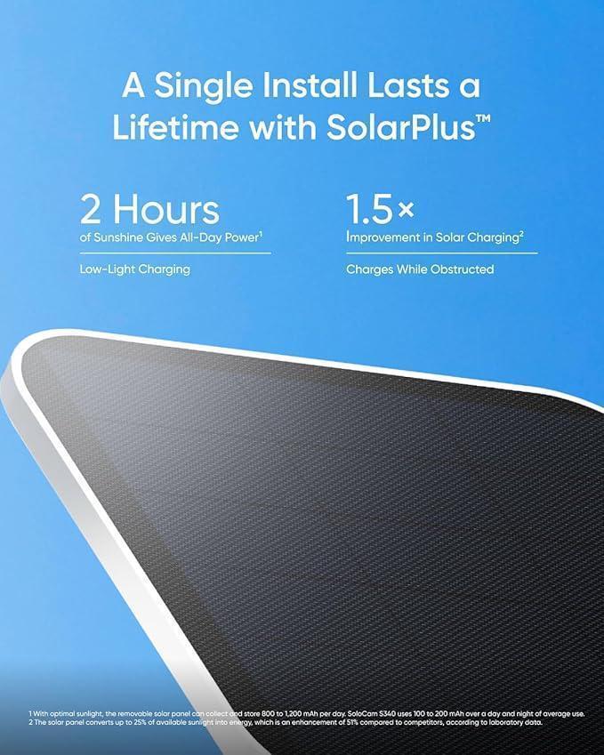 Eufy SoloCam S340 3K Wireless Outdoor Security Camera with Dual Lens and Solar Panel T81703W1 Guards On Duty Security