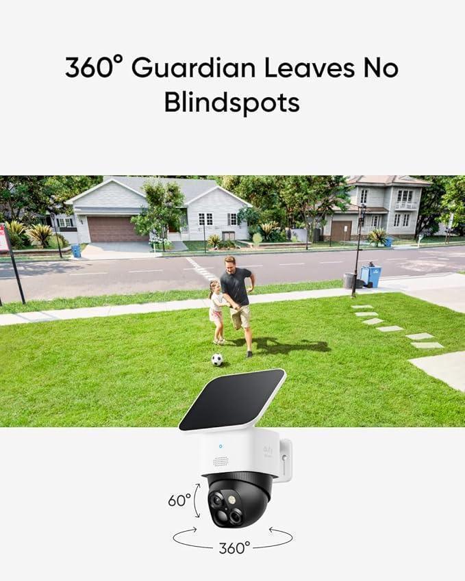 Eufy SoloCam S340 3K Wireless Outdoor Security Camera with Dual Lens and Solar Panel T81703W1 Guards On Duty Security