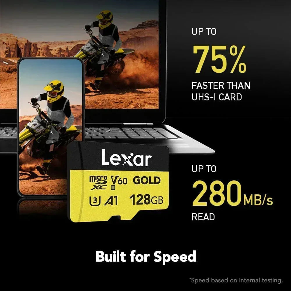 Lexar 128GB Professional Gold microSDXC UHS-II Memory Card Guards On Duty Security