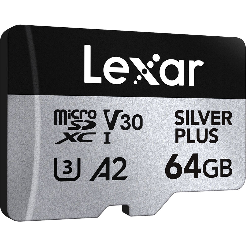 Lexar 64GB Professional SILVER PLUS UHS-I microSDXC Memory Card + SD Adapter