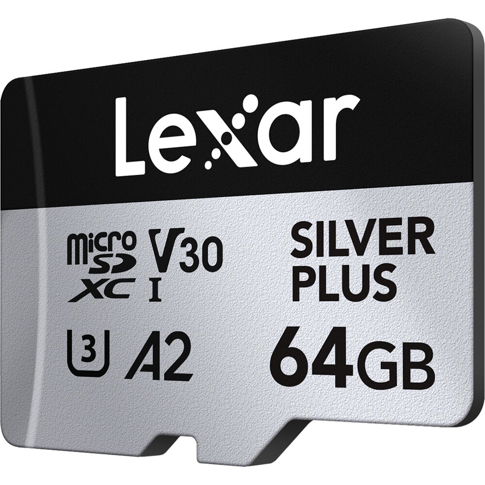Lexar 64GB Professional SILVER PLUS UHS-I microSDXC Memory Card + SD Adapter