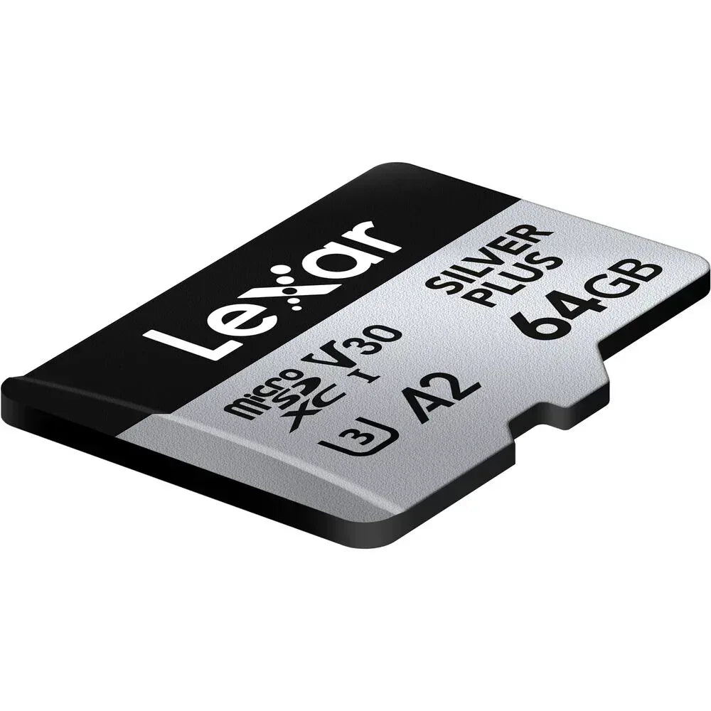 Lexar 64GB Professional SILVER PLUS UHS-I microSDXC Memory Card + SD Adapter Guards On Duty Security