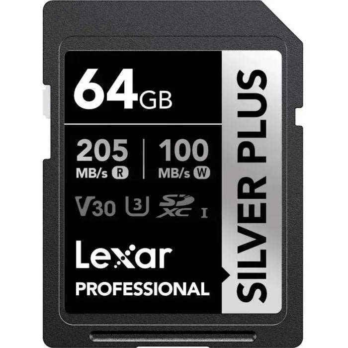 Lexar Professional Silver Plus UHS-I SDXC Memory Card - 64GB, 205MB/s Guards On Duty Security