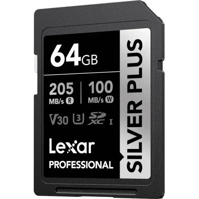 Lexar Professional Silver Plus UHS-I SDXC Memory Card - 64GB, 205MB/s Guards On Duty Security
