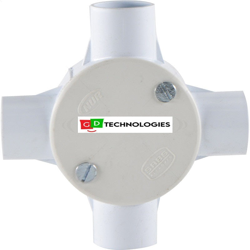 NAT Security - PVC ROUND BOX 4WAY + LID + SCREWS 25MM