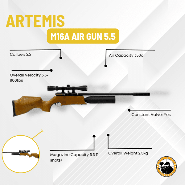 Artemis SnowPeak M16A 5.5mm Wood - Guards On Duty Shop & Security Guards